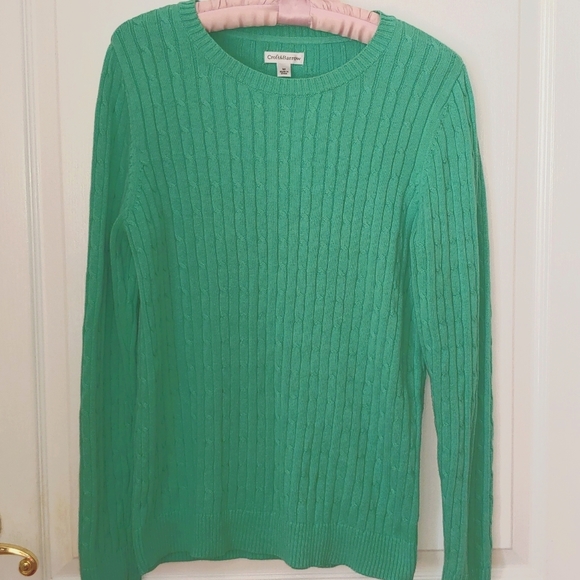Croft & Barrow Green Cable Knit Sweater. Size Medium - Picture 1 of 9